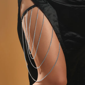 Bohemian Boho Gold Color Metal Beaded Chain Thigh Chain For Women Big Snake Pendants Leg Chain Body Jewelry Beach Style Gift