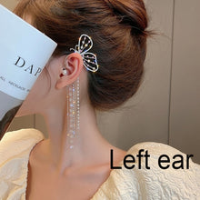 2021 New Trendy Long Butterfly Clip Earrings Ear Hook Pearl Ear Clips Without Pierced Ears Chain Earrings Women Girls Jewelry