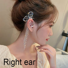 2021 New Trendy Long Butterfly Clip Earrings Ear Hook Pearl Ear Clips Without Pierced Ears Chain Earrings Women Girls Jewelry