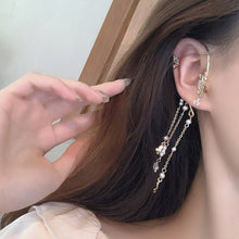 2021 New Trendy Long Butterfly Clip Earrings Ear Hook Pearl Ear Clips Without Pierced Ears Chain Earrings Women Girls Jewelry