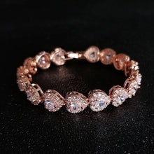 2022 New Arrivals 18CM Luxury Heart Rose Gold Silver Color Bracelet Bangle for Women Wedding Bride on Hand Gift Jewelry S5777