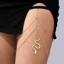 Bohemian Boho Gold Color Metal Beaded Chain Thigh Chain For Women Big Snake Pendants Leg Chain Body Jewelry Beach Style Gift