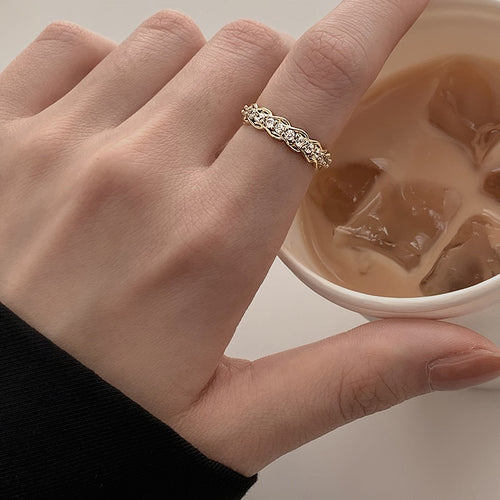 Real 14K Gold Jewelry Light Luxury Niche Delicate Opening Ring Women Fashion Personality Finger Ring High 14 K Gold Jewelry Box