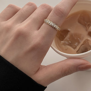 Real 14K Gold Jewelry Light Luxury Niche Delicate Opening Ring Women Fashion Personality Finger Ring High 14 K Gold Jewelry Box