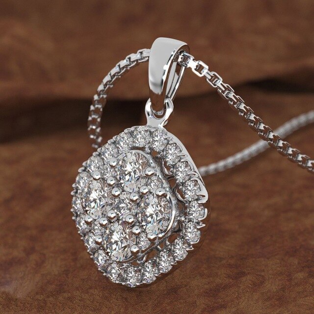 Real 14K Yellow Gold 2 Carats Diamond Pendant Square 14 K Gold Chalcedony Bizuteria Women Jewelry Necklace Pierscionki Chain