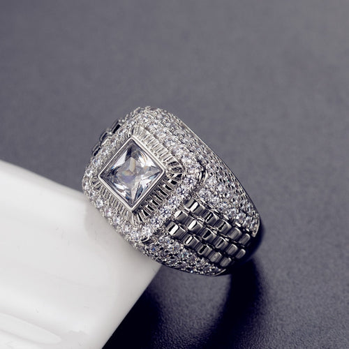 Hiphop/Rock 14K White Gold Jewelry Ring Men Fine Anillos Plata 925 Para Mujer Bizuteria Gemstone 14 K Gold Wedding Rings Male