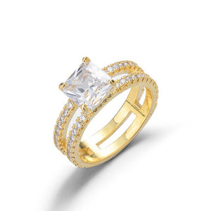 Real Double-layer 14K Gold Ring Refers To Four Prong Setting FL Diamond Jewelry Women Men Anillos De Bizuteria 14 K Gold Rings