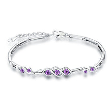 Purple White Crystal 100% Real 925 Sterling Silver Bracelets - bosseybling