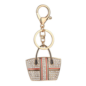 Rhinestone Alloy Handbag Sparkling Charm Keychain Bag Handbag Key Pendant - bosseybling