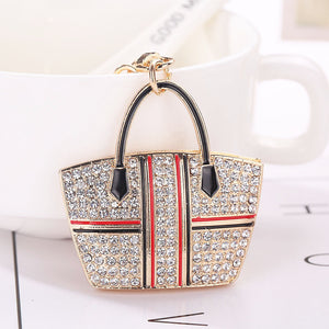 Rhinestone Alloy Handbag Sparkling Charm Keychain Bag Handbag Key Pendant - bosseybling