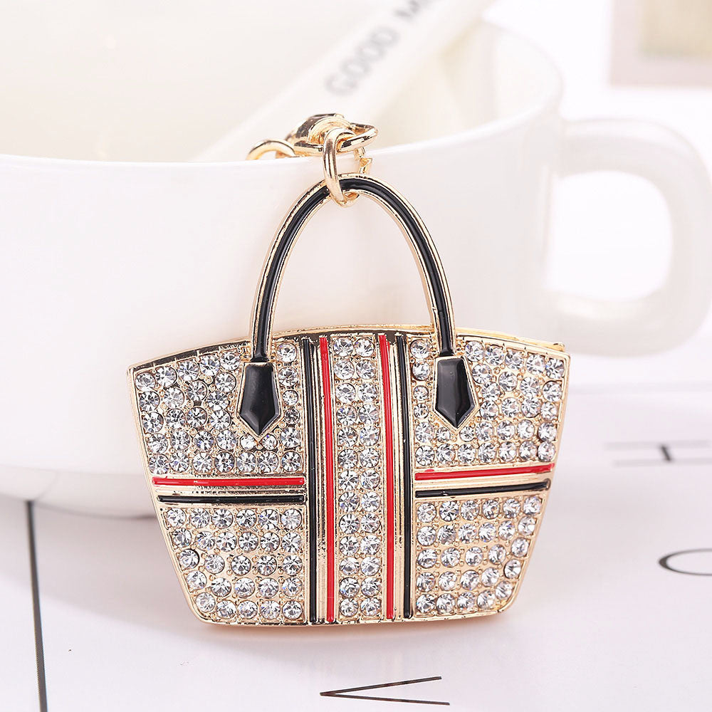 Rhinestone Alloy Handbag Sparkling Charm Keychain Bag Handbag Key Pendant - bosseybling