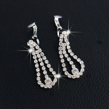 Women Minlover Crystal Bridal Sets Shape Necklace Earrings Wedding Jewelry - bosseybling