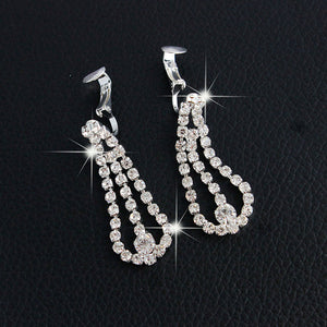 Women Minlover Crystal Bridal Sets Shape Necklace Earrings Wedding Jewelry - bosseybling