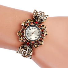 Fashion Women's Retro Owl Diamond Metal Bracelet Wrist Watch - bosseybling